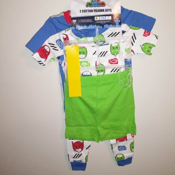 PJ masks baby toddler unisex boy girl 2 set pajamas 2T green K-364 - Picture 2 of 2